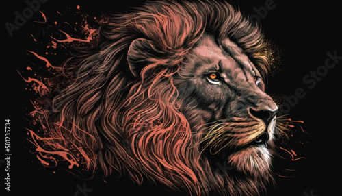 lion tiger head animal zoo illustration Generative AI  Generativ  KI