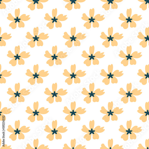 Vector seamless pattern of beige flower on white background. Suitable for web sites, textile, fabric, wallpapers