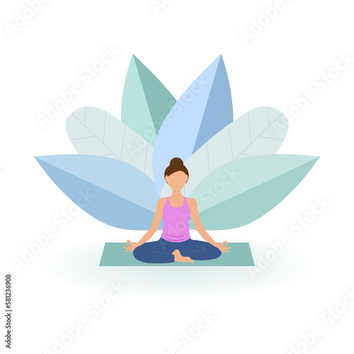 Yoga, fitness, meditation classes. Vector illustration.