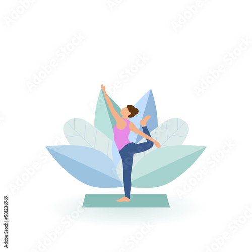 Yoga, fitness, meditation classes. Vector illustration.