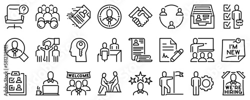 Fotografia Line icons about hiring process on transparent background with editable stroke
