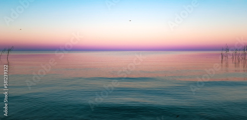 landscape of natural scenery, Lake Peipus at sunset photo