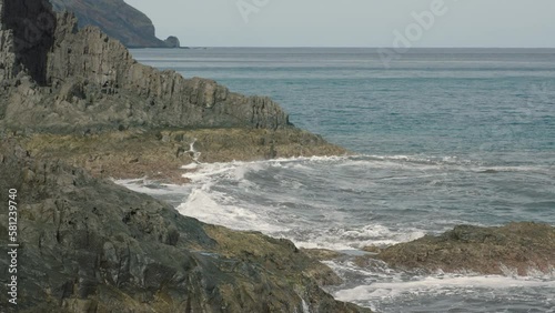 Rocky shore in the ocean. photo