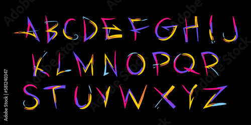 Alphabet in graffiti style. Trendy alphabet. Graphic font for your design. Vector EPS 10