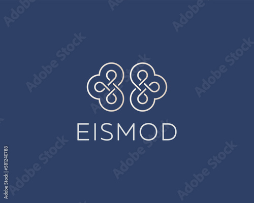 Abstract linear brain logotype design. Universal brainstorm icon. Idea logo concept. Vector illustration.