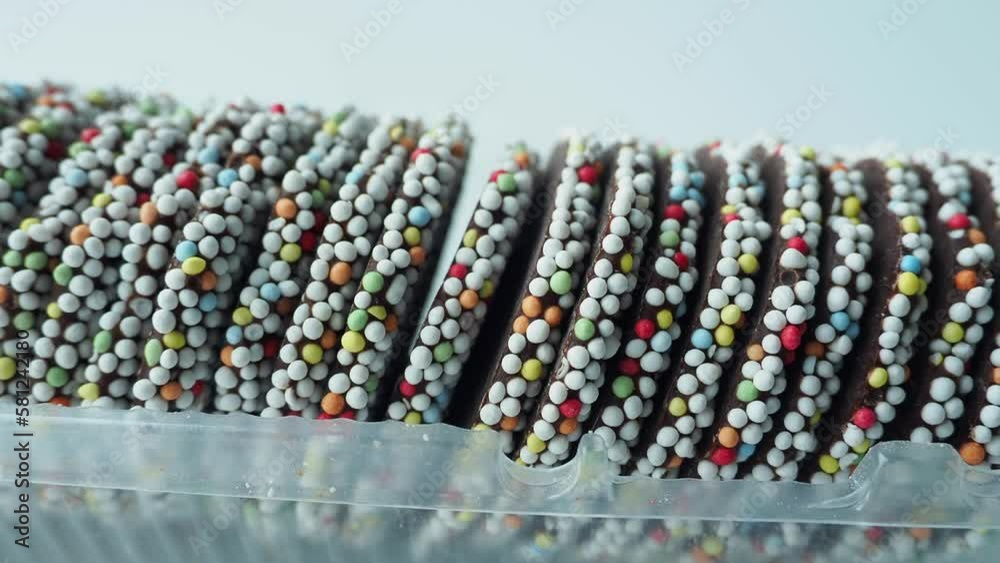 close up of sweet cookies on wooden table 