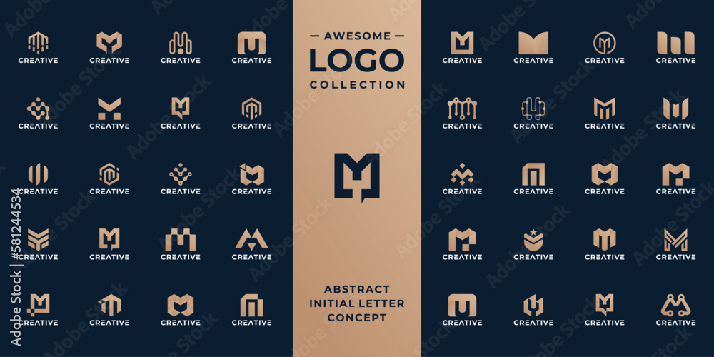 collection of initial letter m logo design template. - obrazy, fototapety, plakaty 