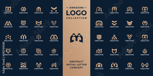 Mega collection initial letter M tech logo design idea.