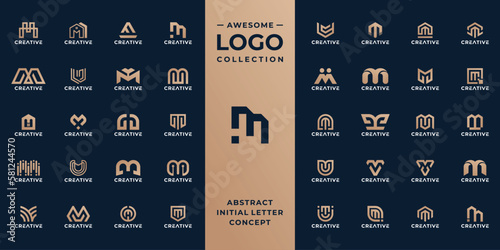 unique initial letter m logo design collection. photo