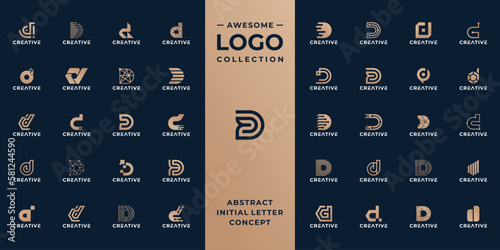 Collection of letter D digital logo design.