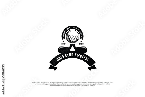 golf emblem logo design, golf championship logo. Team golf emblem logo.