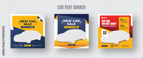 Rent a car social media post, web banner template