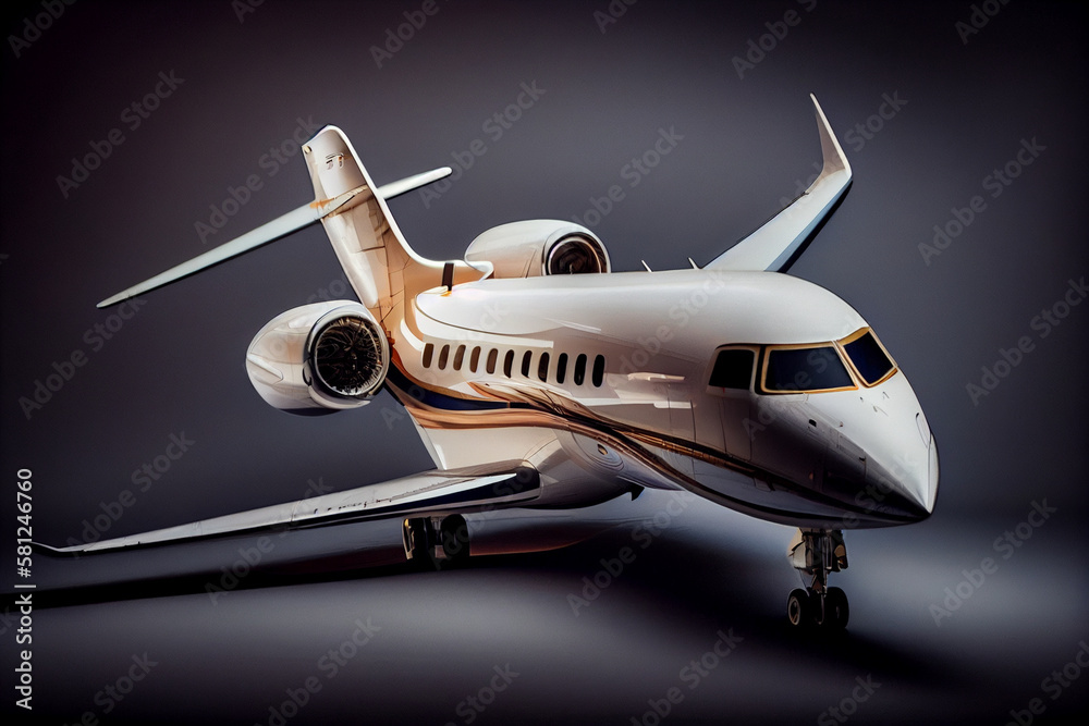 Commercial airplane on the runway in the evening. Business travel concept.generative ai Commercial airplane on the runway in the evening. Business travel concept.generative ai