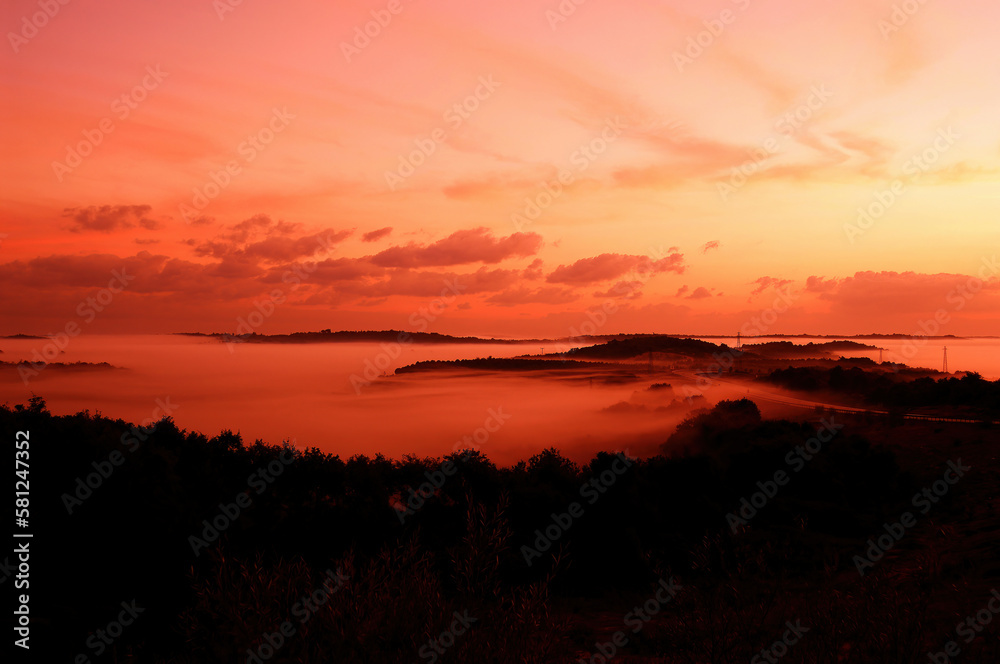 sunset on mountain slope sunset on mountain slope