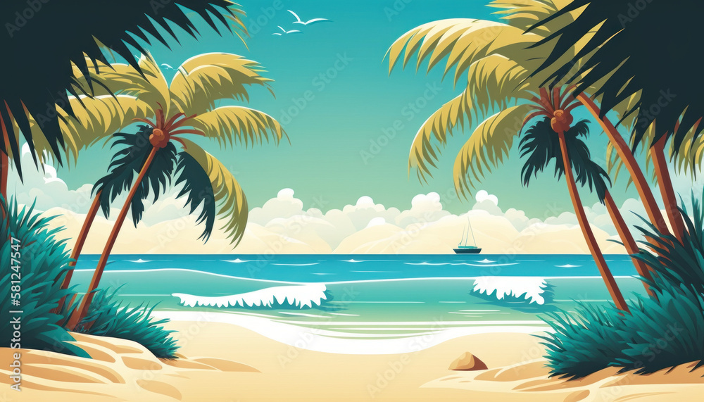 Tropische Träume: Erleben Sie den perfekten Sommerurlaub am wunderschönen Strand, wo das Meer und der Himmel sich vereinen, umgeben von exotischen Palmen und weißem Sand, während Sie entspannen und di Tropische Träume: Erleben Sie den perfekten Sommerurlaub am wunderschönen Strand, wo das Meer und der Himmel sich vereinen, umgeben von exotischen Palmen und weißem Sand, während Sie entspannen und di
