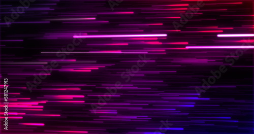 Image of blue and purple neon light trails on black background