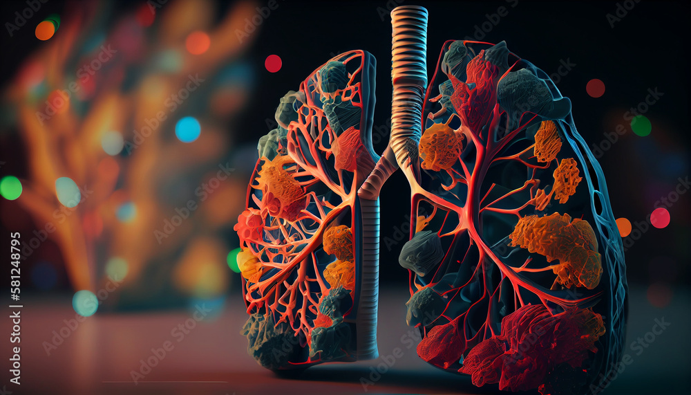 Naklejka premium Human lungs anatomy,generative ai