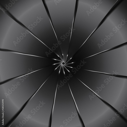 geometric background and wallpaper in black and gray colors consisting of rotating striped shapes