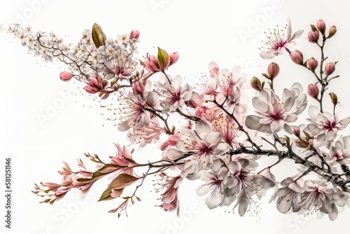 Kirschblüten auf weißem Hintergrund. AI Generated © Stan Lloyd