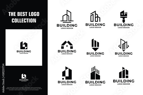 Collection of building construction logo design inspiration.