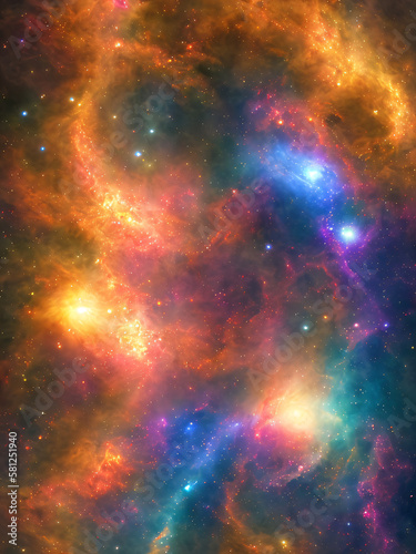 A breathtaking view of the majestic space with its galaxies and nebulae. A stunning arrangement of shapes and colors. Mystery  Mystery  Mystery concept created with generative AI.