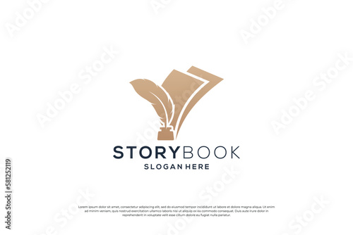 golden book story logo design inspiration