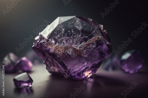 Amethyst close up  purple gemstone  Generative AI 