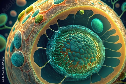 Animal cell seen from the inside, Animal cell close up, Generative AI photo