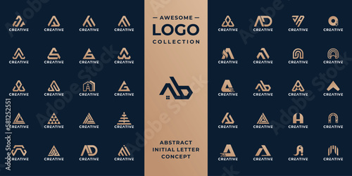 monogram letter A logo design template.
