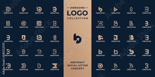 unique letter B technology logo design collection. photo