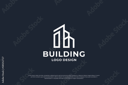 Building architecture logo design line art style