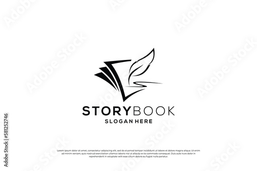 Quill signature logo design template.