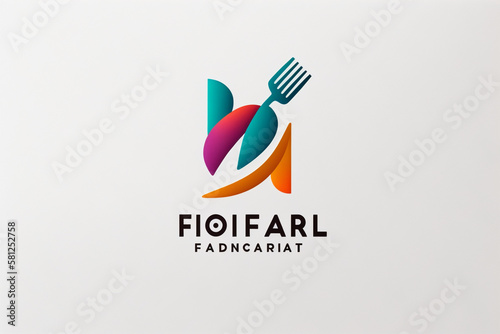 Minimalist abstract logo food white background