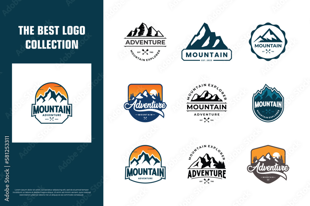 Mountain adventure badges logo design.