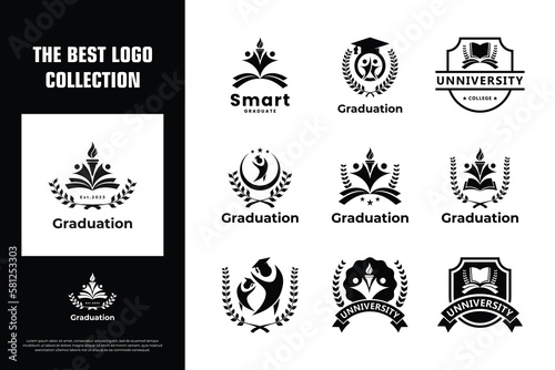 Set of school emblem logo design