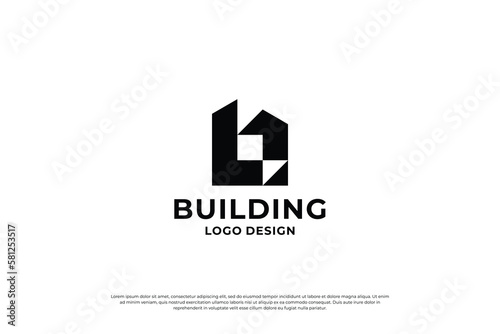 Letter B Building logo design.
