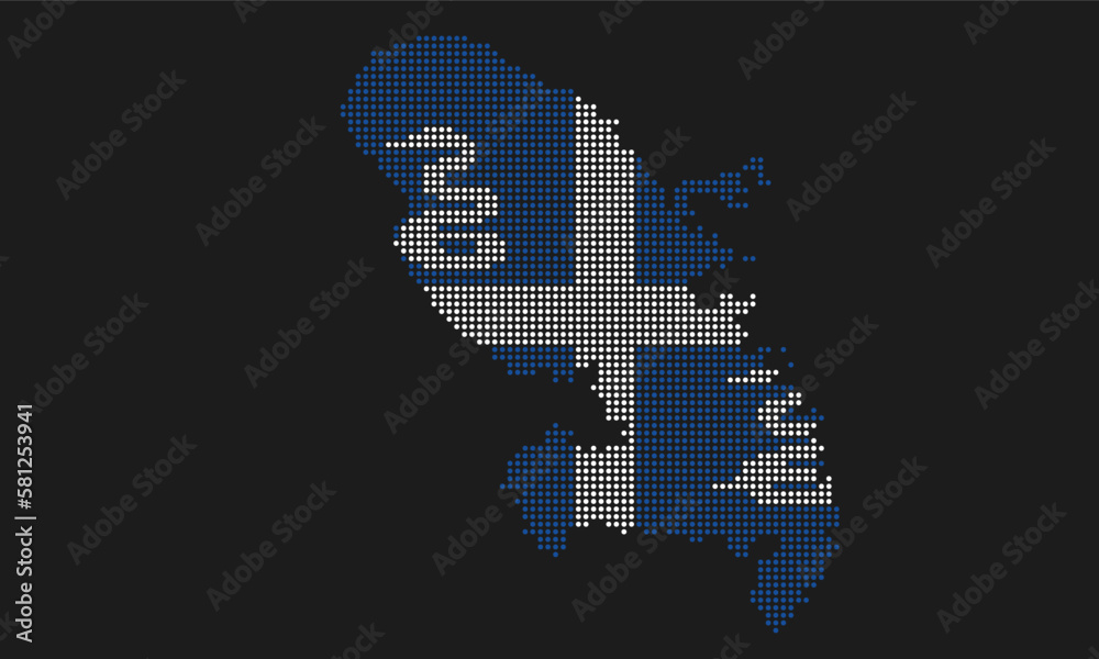 Martinique dotted map flag with grunge texture in mosaic dot style. Abstract pixel vector illustration of a country map with halftone effect for infographic. 
