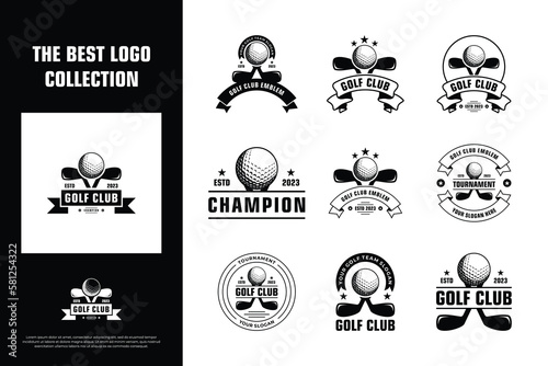 Collection of golf emblem logo design for championship team golf,