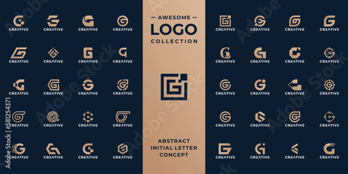 collection of letter G logo design for technology. photo