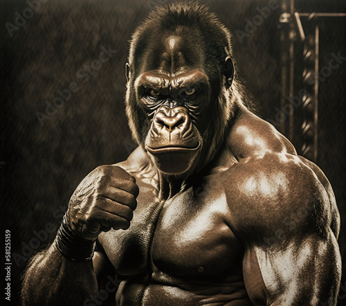 A professional boxer gorilla