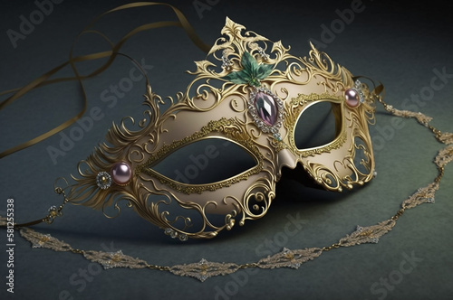 Masquerade mask with jewels and lace