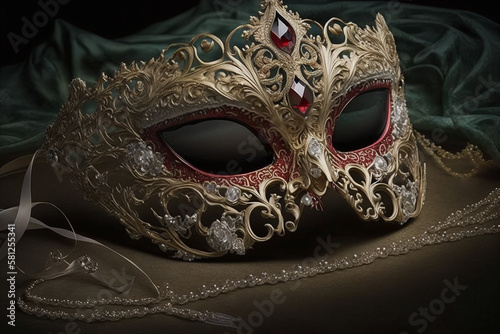 Masquerade mask with jewels and lace