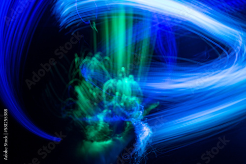 Abstract shapes of light. Long exposure photography without photoshop. Light painting photography.