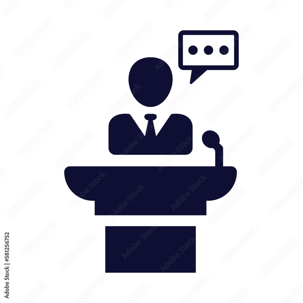 speaker, conference, speech, chat bubble, online business speaker icon