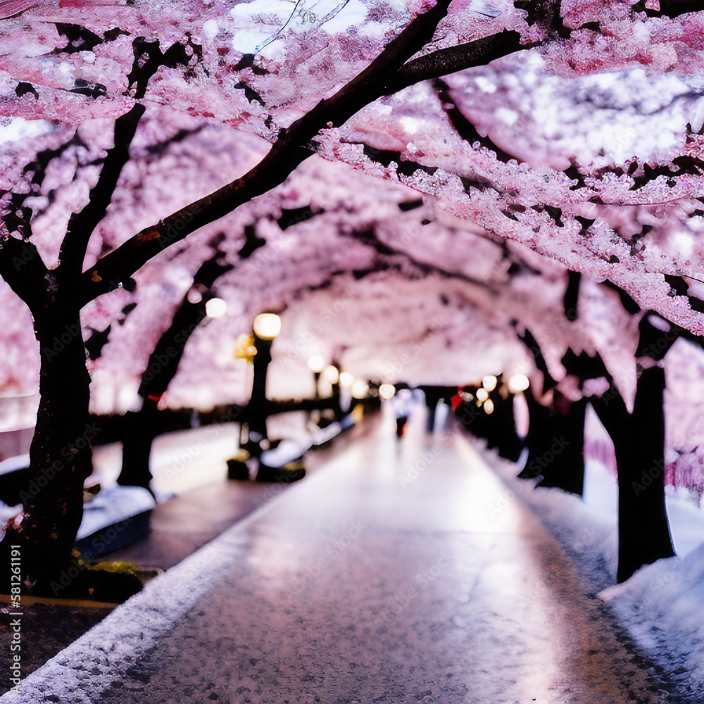 Cherry blossom spring background with generative ai