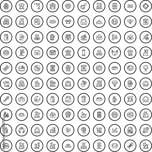 100 cat icons set. Outline illustration of 100 cat icons vector set isolated on white background