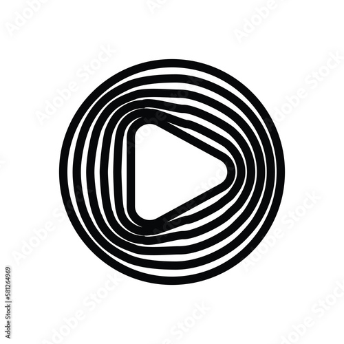 Abstract video logo design, arrow media play icon vector