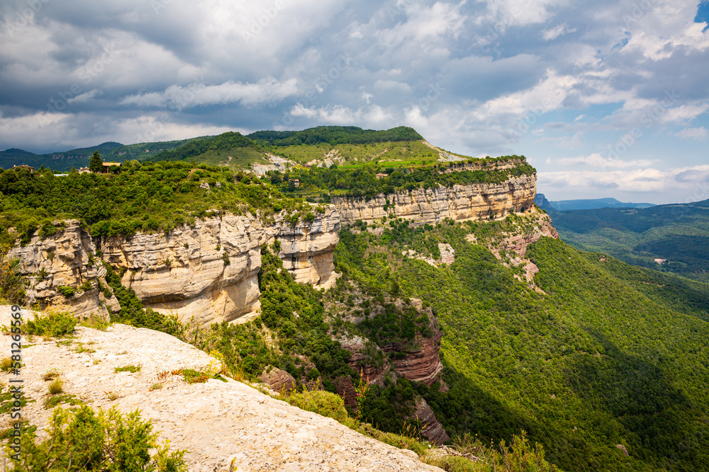 Picturesque highland landscape of cliffs at Tavertet municipality, Catalonia, Spain