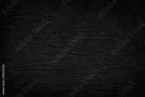 Black wooden plank wall background, texture of bark wood with old natural pattern.