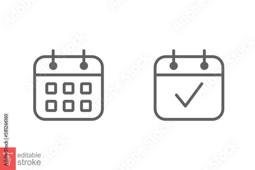 Calendar line icon. Simple outline style. Date, planner, pictogram, day, month, schedule, time event organizer symbol concept. Vector illustration isolated on white background. Editable stroke EPS 10.